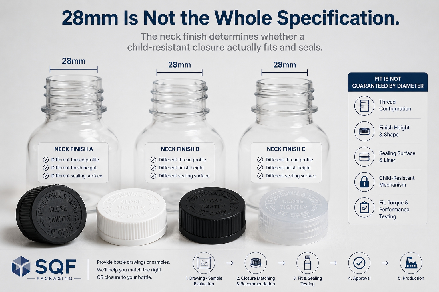 CR Cap & Bottle Neck Finish Compatibility Guide | SQF Packaging